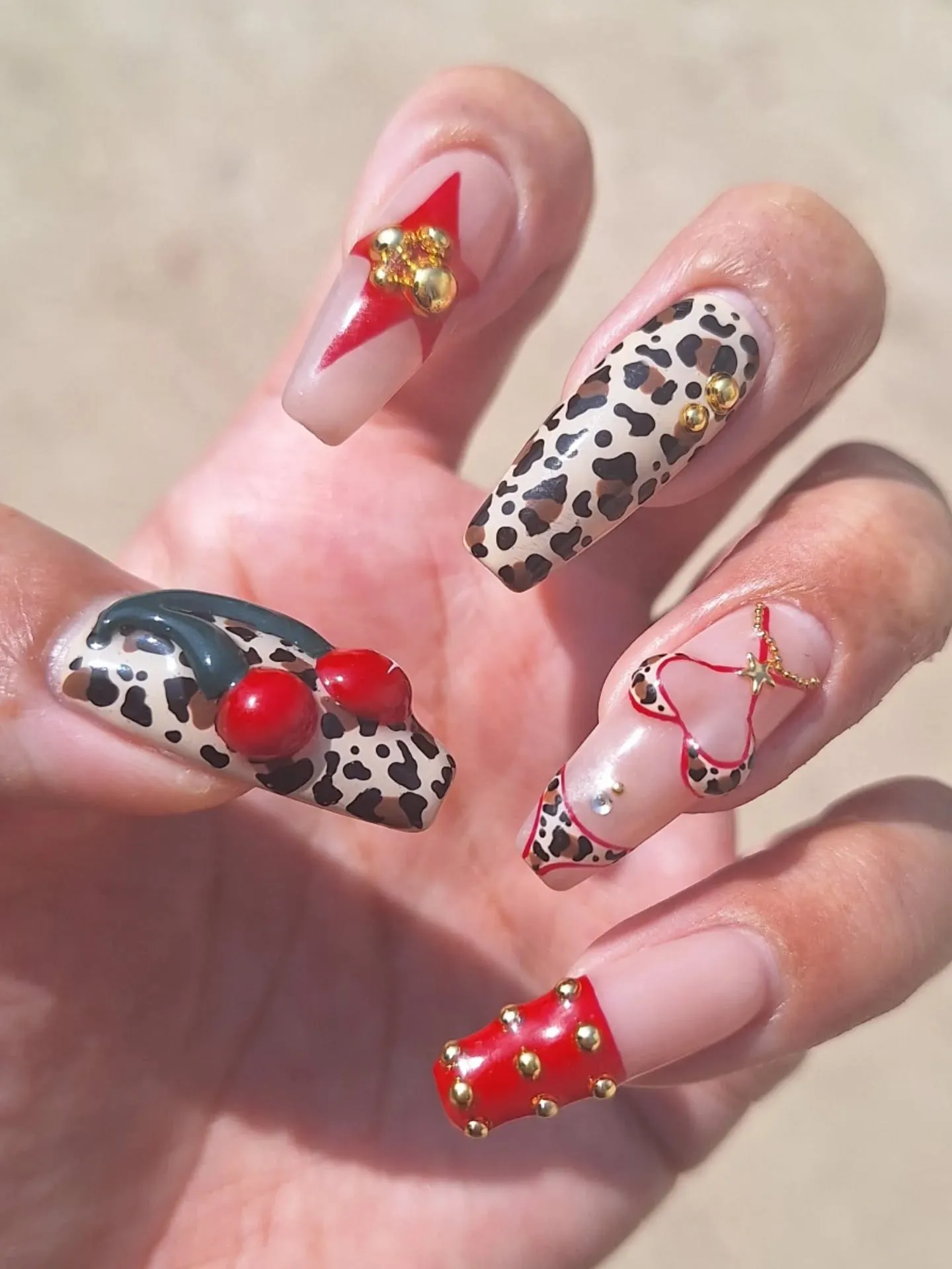 ﾜﾀｼの夏ネイル最終章👙🐆🍒